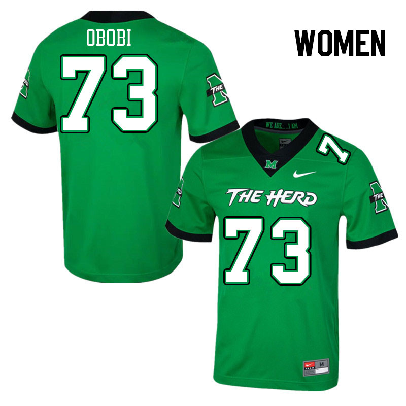 Women #73 Chinazo Obobi Marshall Thundering Herd College Football Jerseys Stitched-Green - Click Image to Close